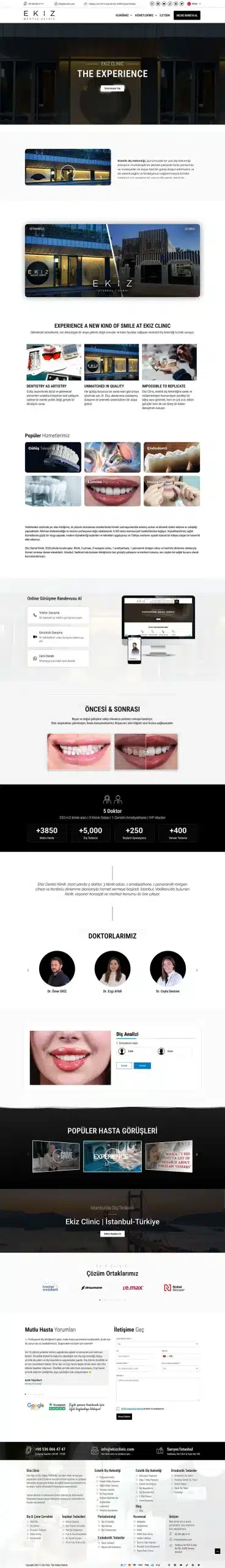ekiz clinic diş kliniği web site tasarımı