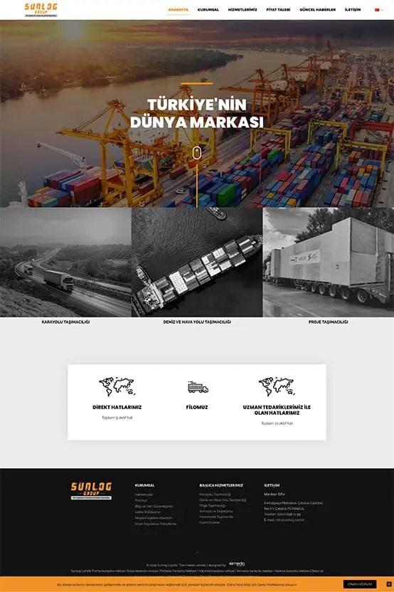 sunlog lojistik web site tasarımı